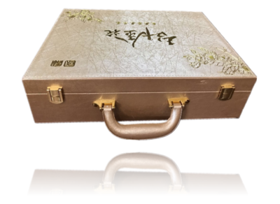 金色金花茶皮盒正面